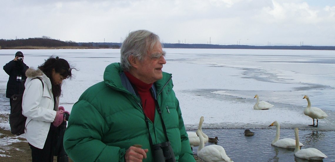Luc Hoffmann at our Rare Bird Club trip in Hokkaido (Japan) hosted by BirdLife's honorary president HIH Princess Takamado in 2007