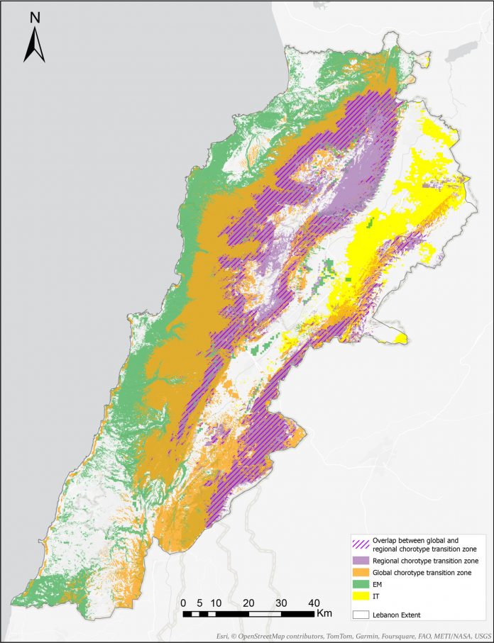 Lebanon biogeographical map. Lebanon biogeographical map.