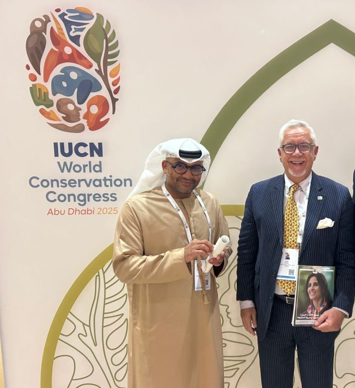 Hussein Al-Mousawi, Editor-in-Chief of National Geographic Arabic Edition, with SPNL’s General Director Assad Serhal during the recent IUCN Conference held in the UAE. Hussein Al-Mousawi, Editor-in-Chief of National Geographic Arabic Edition, with SPNL’s General Director Assad Serhal during the recent IUCN Conference held in the UAE.