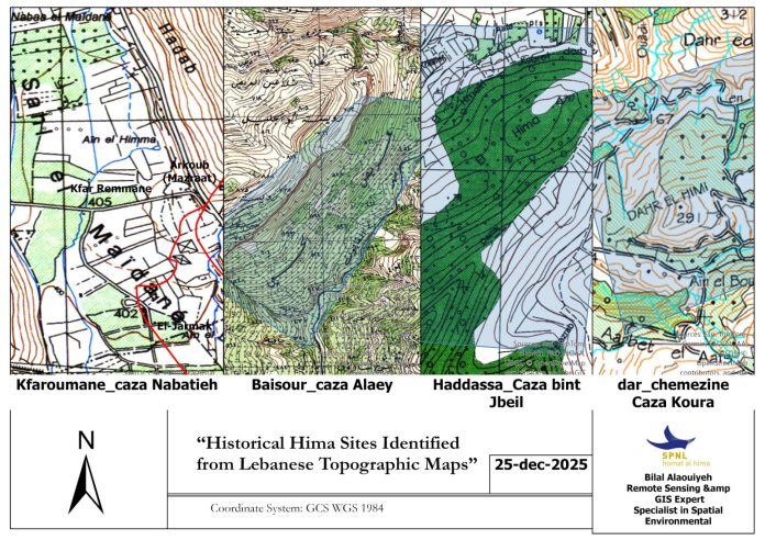 Historical Hima Sites Identified from Lebanese Topographic Maps By Bilal Alaouiyeh, Remote Sensing and GIS Expert, Specialist in Spatial Environmental Governance and Biodiversity Mapping.
